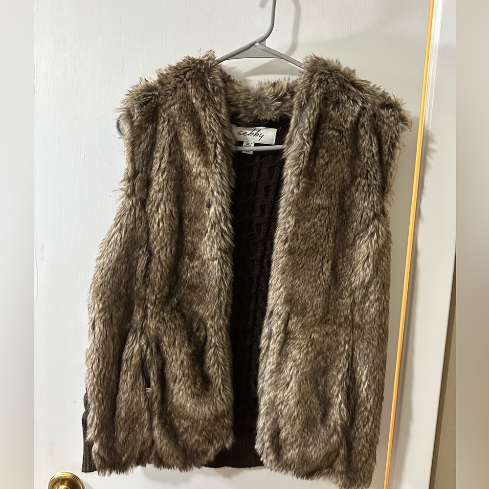 Sebby fur vest with knitted back.